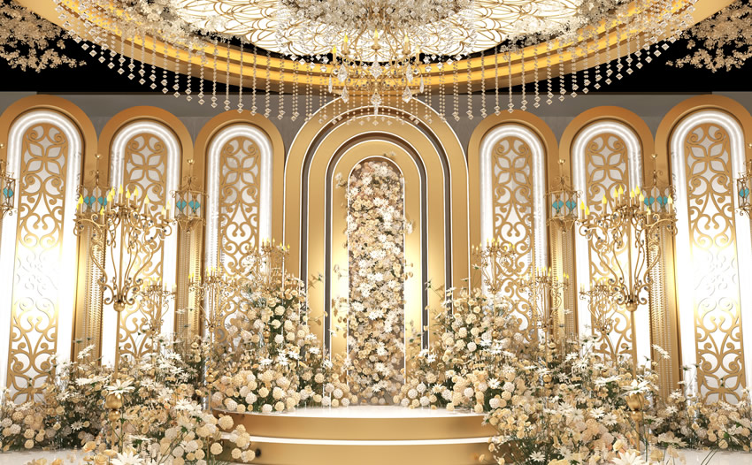富民香槟色调婚礼堂效果展示